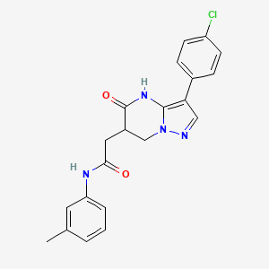 molecular formula C21H19ClN4O2 B5957194 2-[3-(4-chlorophenyl)-5-oxo-6,7-dihydro-4H-pyrazolo[1,5-a]pyrimidin-6-yl]-N-(3-methylphenyl)acetamide 