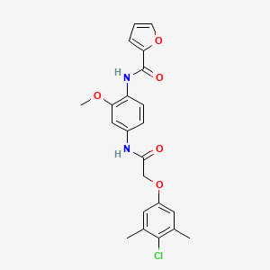 molecular formula C22H21ClN2O5 B5957210 N-{4-[2-(4-CHLORO-3,5-DIMETHYLPHENOXY)ACETAMIDO]-2-METHOXYPHENYL}FURAN-2-CARBOXAMIDE 