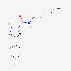 molecular formula C15H19N3O2S B5957265 3-(4-hydroxyphenyl)-N-[2-(propylthio)ethyl]-1H-pyrazole-5-carboxamide 