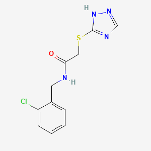 molecular formula C11H11ClN4OS B5957289 N-[(2-chlorophenyl)methyl]-2-(1H-1,2,4-triazol-5-ylsulfanyl)acetamide 