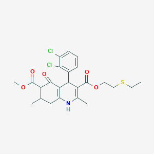 3-[2-(Ethylsulfanyl)ethyl] 6-methyl 4-(2,3-dichlorophenyl)-2,7-dimethyl-5-oxo-1,4,5,6,7,8-hexahydroquinoline-3,6-dicarboxylate