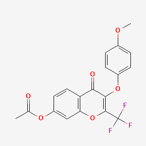 3-(4-methoxyphenoxy)-4-oxo-2-(trifluoromethyl)-4H-chromen-7-yl acetate