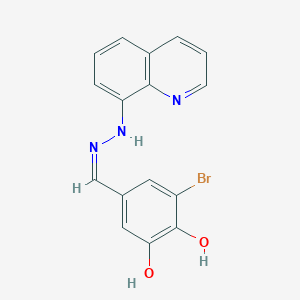 molecular formula C16H12BrN3O2 B5957340 3-bromo-5-[(Z)-(quinolin-8-ylhydrazinylidene)methyl]benzene-1,2-diol 