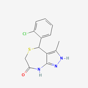 molecular formula C13H12ClN3OS B5957386 4-(2-Chlorophenyl)-3-methyl-1H,4H,6H,7H,8H-pyrazolo[3,4-E][1,4]thiazepin-7-one 