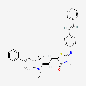 molecular formula C39H37N3OS B5957420 (5E)-3-ethyl-5-[(2E)-2-(1-ethyl-3,3-dimethyl-5-phenylindol-2-ylidene)ethylidene]-2-[4-[(E)-2-phenylethenyl]phenyl]imino-1,3-thiazolidin-4-one 