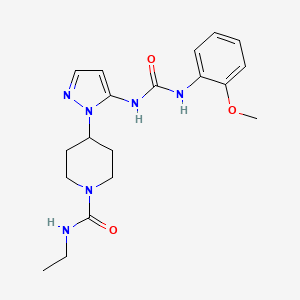 molecular formula C19H26N6O3 B5957432 N-ethyl-4-[5-({[(2-methoxyphenyl)amino]carbonyl}amino)-1H-pyrazol-1-yl]-1-piperidinecarboxamide 