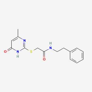 molecular formula C15H17N3O2S B5957443 2-[(4-METHYL-6-OXO-1,6-DIHYDRO-2-PYRIMIDINYL)SULFANYL]-N~1~-PHENETHYLACETAMIDE 