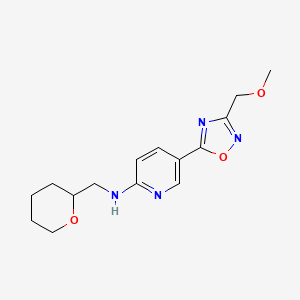 5-[3-(methoxymethyl)-1,2,4-oxadiazol-5-yl]-N-(oxan-2-ylmethyl)pyridin-2-amine