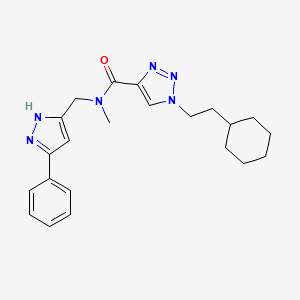 molecular formula C22H28N6O B5957493 1-(2-cyclohexylethyl)-N-methyl-N-[(3-phenyl-1H-pyrazol-5-yl)methyl]triazole-4-carboxamide 