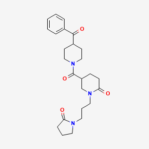 molecular formula C25H33N3O4 B5957511 5-[(4-benzoyl-1-piperidinyl)carbonyl]-1-[3-(2-oxo-1-pyrrolidinyl)propyl]-2-piperidinone 