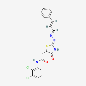 molecular formula C20H16Cl2N4O2S B5957533 N-(2,3-dichlorophenyl)-2-[(2Z)-4-oxo-2-[(E)-[(E)-3-phenylprop-2-enylidene]hydrazinylidene]-1,3-thiazolidin-5-yl]acetamide 