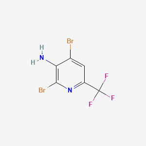 molecular formula C6H3Br2F3N2 B595754 2,4-二溴-6-(三氟甲基)吡啶-3-胺 CAS No. 1214365-67-9