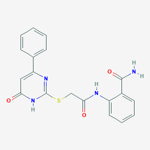 2-({2-[(6-OXO-4-PHENYL-1,6-DIHYDRO-2-PYRIMIDINYL)SULFANYL]ACETYL}AMINO)BENZAMIDE