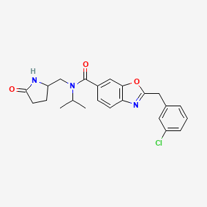 molecular formula C23H24ClN3O3 B5957590 2-(3-chlorobenzyl)-N-isopropyl-N-[(5-oxo-2-pyrrolidinyl)methyl]-1,3-benzoxazole-6-carboxamide 