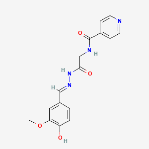 N-[2-[(2E)-2-[(4-hydroxy-3-methoxyphenyl)methylidene]hydrazinyl]-2-oxoethyl]pyridine-4-carboxamide