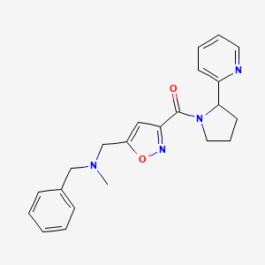 molecular formula C22H24N4O2 B5957641 N-methyl-1-phenyl-N-[(3-{[2-(2-pyridinyl)-1-pyrrolidinyl]carbonyl}-5-isoxazolyl)methyl]methanamine 