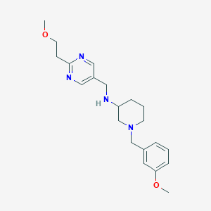 molecular formula C21H30N4O2 B5957658 N-[[2-(2-methoxyethyl)pyrimidin-5-yl]methyl]-1-[(3-methoxyphenyl)methyl]piperidin-3-amine 