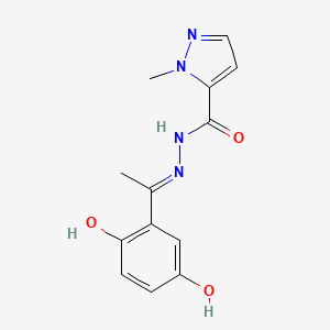 molecular formula C13H14N4O3 B5957839 N-[(E)-1-(2,5-dihydroxyphenyl)ethylideneamino]-2-methylpyrazole-3-carboxamide 