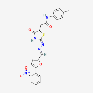 N-(4-methylphenyl)-2-[2-({[5-(2-nitrophenyl)-2-furyl]methylene}hydrazono)-4-oxo-1,3-thiazolidin-5-yl]acetamide