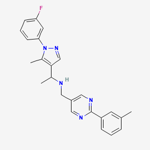 molecular formula C24H24FN5 B5957846 1-[1-(3-fluorophenyl)-5-methyl-1H-pyrazol-4-yl]-N-{[2-(3-methylphenyl)-5-pyrimidinyl]methyl}ethanamine 