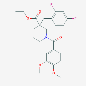 ethyl 3-(2,4-difluorobenzyl)-1-(3,4-dimethoxybenzoyl)-3-piperidinecarboxylate