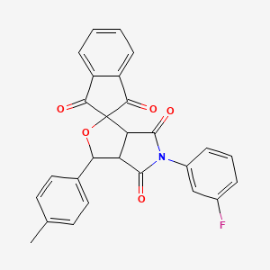 5-(3-fluorophenyl)-3-(4-methylphenyl)-3a,6a-dihydrospiro[furo[3,4-c]pyrrole-1,2'-indene]-1',3',4,6(3H,5H)-tetrone