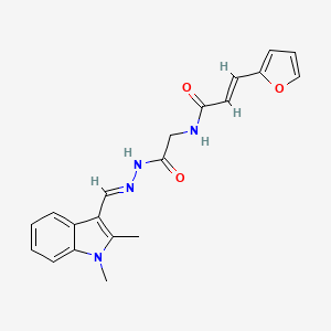 (E)-N-[2-[(2E)-2-[(1,2-dimethylindol-3-yl)methylidene]hydrazinyl]-2-oxoethyl]-3-(furan-2-yl)prop-2-enamide