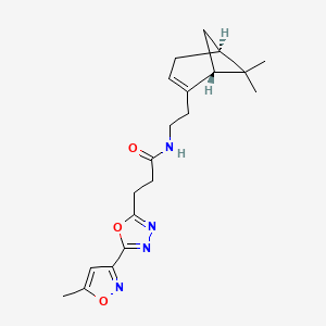 molecular formula C20H26N4O3 B5958065 N-[2-[(1R,5S)-6,6-dimethyl-2-bicyclo[3.1.1]hept-2-enyl]ethyl]-3-[5-(5-methyl-1,2-oxazol-3-yl)-1,3,4-oxadiazol-2-yl]propanamide 