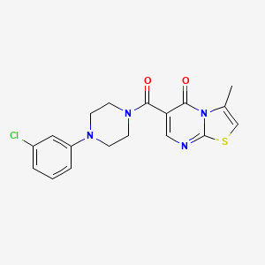 molecular formula C18H17ClN4O2S B5958164 6-{[4-(3-chlorophenyl)-1-piperazinyl]carbonyl}-3-methyl-5H-[1,3]thiazolo[3,2-a]pyrimidin-5-one 