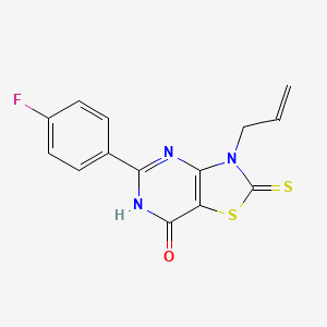 5-(4-FLUOROPHENYL)-3-(PROP-2-EN-1-YL)-2-SULFANYLIDENE-2H,3H,6H,7H-[1,3]THIAZOLO[4,5-D]PYRIMIDIN-7-ONE