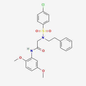 molecular formula C24H25ClN2O5S B5958234 N-(2,5-DIMETHOXYPHENYL)-2-[N-(2-PHENYLETHYL)4-CHLOROBENZENESULFONAMIDO]ACETAMIDE 