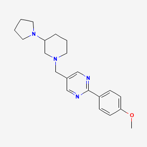 molecular formula C21H28N4O B5958273 2-(4-methoxyphenyl)-5-{[3-(1-pyrrolidinyl)-1-piperidinyl]methyl}pyrimidine 