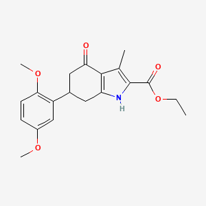 molecular formula C20H23NO5 B5958284 ethyl 6-(2,5-dimethoxyphenyl)-3-methyl-4-oxo-4,5,6,7-tetrahydro-1H-indole-2-carboxylate 