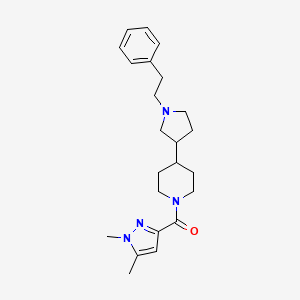 molecular formula C23H32N4O B5958397 1-[(1,5-dimethyl-1H-pyrazol-3-yl)carbonyl]-4-[1-(2-phenylethyl)-3-pyrrolidinyl]piperidine 