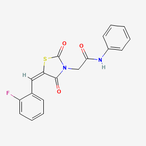 molecular formula C18H13FN2O3S B5958430 2-[5-(2-fluorobenzylidene)-2,4-dioxo-1,3-thiazolidin-3-yl]-N-phenylacetamide 