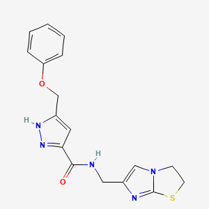 N-(2,3-dihydroimidazo[2,1-b][1,3]thiazol-6-ylmethyl)-5-(phenoxymethyl)-1H-pyrazole-3-carboxamide