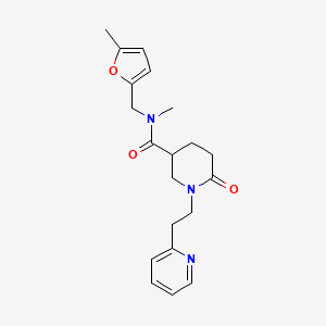 molecular formula C20H25N3O3 B5958465 N-methyl-N-[(5-methyl-2-furyl)methyl]-6-oxo-1-[2-(2-pyridinyl)ethyl]-3-piperidinecarboxamide 