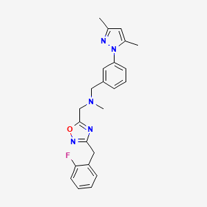 molecular formula C23H24FN5O B5958473 1-[3-(3,5-dimethyl-1H-pyrazol-1-yl)phenyl]-N-{[3-(2-fluorobenzyl)-1,2,4-oxadiazol-5-yl]methyl}-N-methylmethanamine 