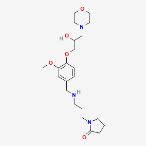 molecular formula C22H35N3O5 B5958508 1-[3-({4-[2-hydroxy-3-(4-morpholinyl)propoxy]-3-methoxybenzyl}amino)propyl]-2-pyrrolidinone 