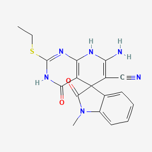 molecular formula C18H16N6O2S B5958511 7'-amino-2'-(ethylthio)-1-methyl-2,4'-dioxo-1,2,4',8'-tetrahydro-3'H-spiro[indole-3,5'-pyrido[2,3-d]pyrimidine]-6'-carbonitrile 