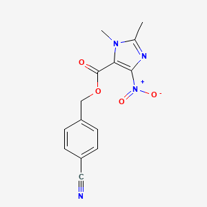 molecular formula C14H12N4O4 B5958518 4-cyanobenzyl 1,2-dimethyl-4-nitro-1H-imidazole-5-carboxylate 