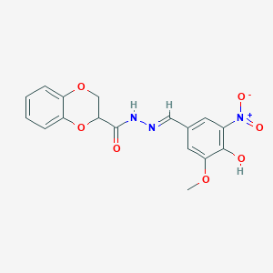 molecular formula C17H15N3O7 B5958568 N'-[(E)-(4-hydroxy-3-methoxy-5-nitrophenyl)methylidene]-2,3-dihydro-1,4-benzodioxine-2-carbohydrazide 