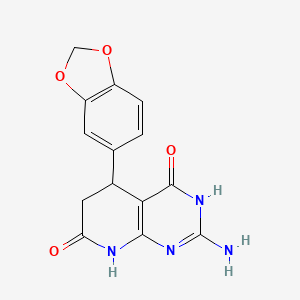 molecular formula C14H12N4O4 B5958610 2-amino-5-(1,3-benzodioxol-5-yl)-5,8-dihydropyrido[2,3-d]pyrimidine-4,7(3H,6H)-dione 