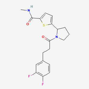 molecular formula C19H20F2N2O2S B5958622 5-{1-[3-(3,4-difluorophenyl)propanoyl]-2-pyrrolidinyl}-N-methyl-2-thiophenecarboxamide 