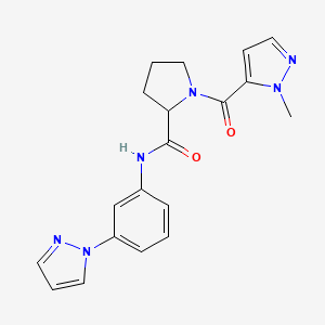 molecular formula C19H20N6O2 B5958643 1-[(1-methyl-1H-pyrazol-5-yl)carbonyl]-N-[3-(1H-pyrazol-1-yl)phenyl]prolinamide 