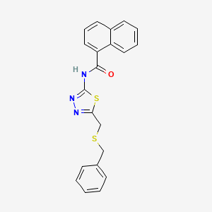 molecular formula C21H17N3OS2 B5958732 N-{5-[(benzylsulfanyl)methyl]-1,3,4-thiadiazol-2-yl}naphthalene-1-carboxamide 