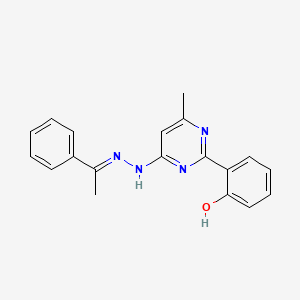 2-[4-methyl-6-[(2E)-2-(1-phenylethylidene)hydrazinyl]pyrimidin-2-yl]phenol