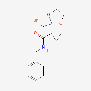 molecular formula C15H18BrNO3 B595882 1-[2-(Bromomethyl)-1,3-dioxolan-2-yl]-N-(phenylmethyl)cyclopropanecarboxamide CAS No. 147011-41-4