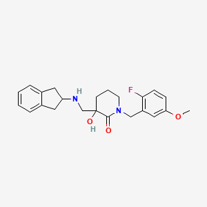 molecular formula C23H27FN2O3 B5958847 3-[(2,3-dihydro-1H-inden-2-ylamino)methyl]-1-(2-fluoro-5-methoxybenzyl)-3-hydroxy-2-piperidinone 