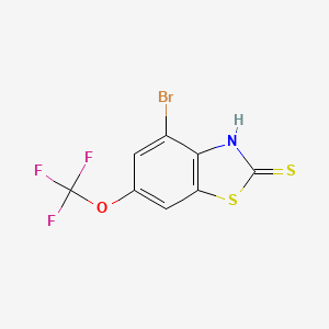 molecular formula C8H3BrF3NOS2 B595885 4-Bromo-6-(trifluoromethoxy)benzo[d]thiazole-2-thiol CAS No. 1215206-47-5